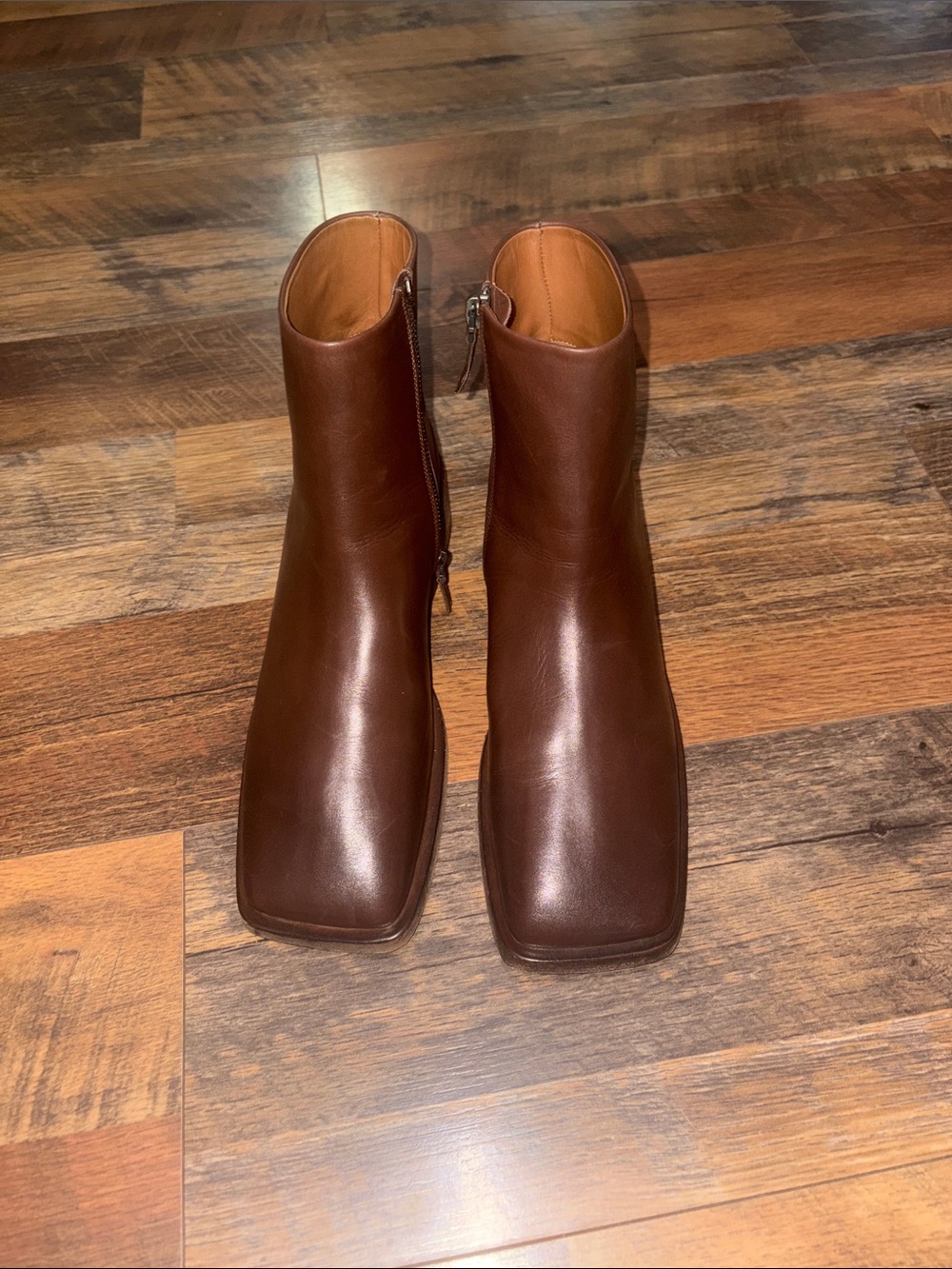 Marsèll‎ Spatoletto brown leather square-toe ankle booties